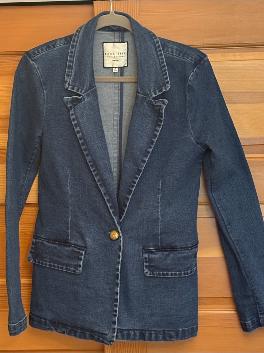 bagatelle Indigo Denim Blazer with Gold Button